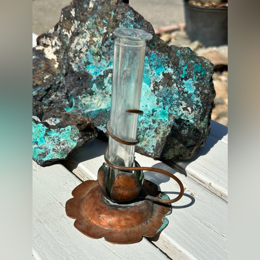 Antique Hammered Copper Bud Vase